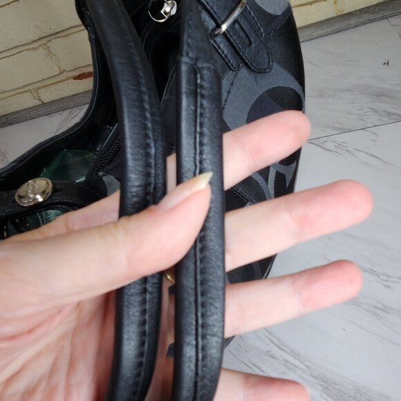 Euc Coach Carly Signature Black & Gray Shoulder Bag Large - Picture 9 of 17